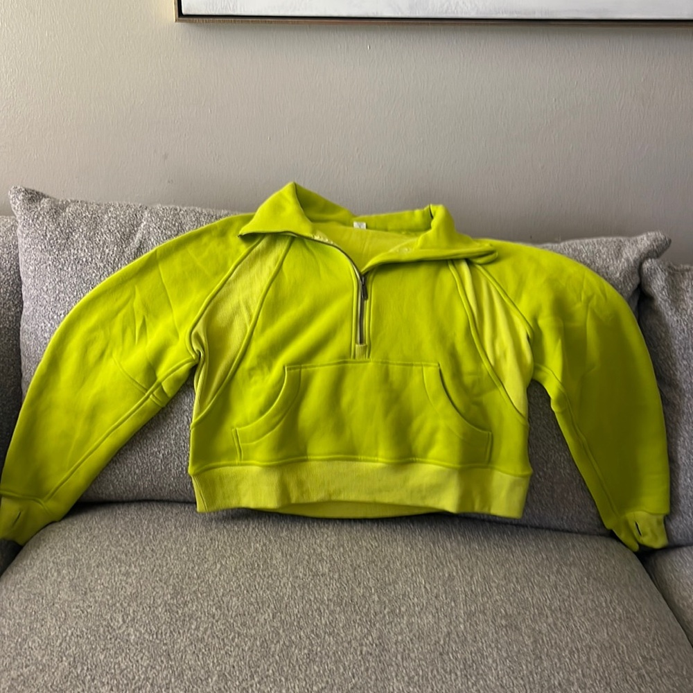 Crop Zipper hoodie lime green size sm/med